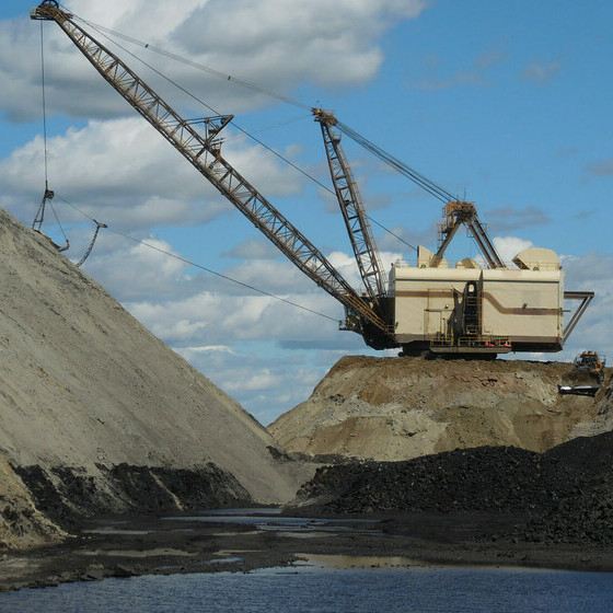 Machinery working within a pit